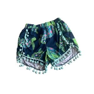 Simply Southern Sea Turtle Shorts navy blue aqua green girl's Small